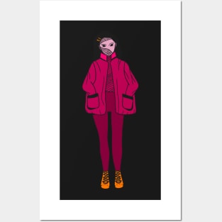 Girl in pink jacket Posters and Art